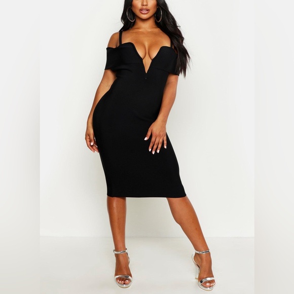 Boohoo Dresses & Skirts - Boohoo BOUTIQUE CONTOURING BARDOT
V-BAR BANDAGE MIDI DRESS